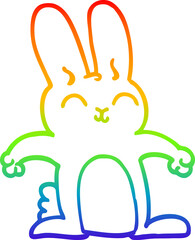 rainbow gradient line drawing cartoon grey rabbit