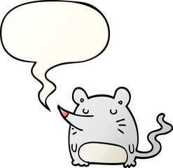 cartoon mouse and speech bubble in smooth gradient style