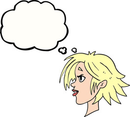 thought bubble cartoon happy female face