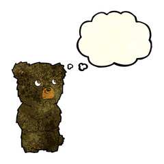 cartoon black bear cub with thought bubble
