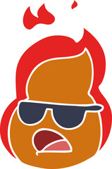 cartoon kawaii flames in shades