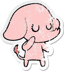 distressed sticker of a cute cartoon elephant