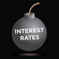 interest rates bomb, financial, banking, vector illustration 