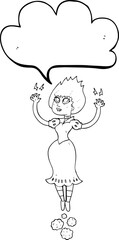 speech bubble cartoon vampire girl flying