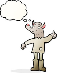 cartoon funny werewolf with thought bubble