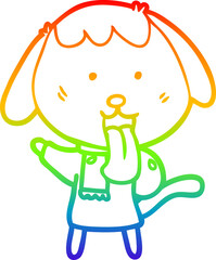 rainbow gradient line drawing cute cartoon dog