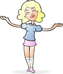 cartoon woman taking praise