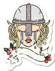 crying elf fighter character face grunge sticker