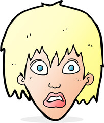 cartoon frightened woman