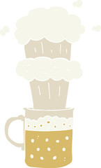 flat color illustration of a cartoon beer