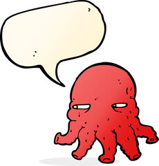 cartoon alien face with speech bubble