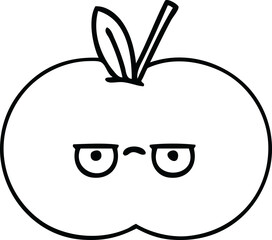 line drawing cartoon red apple