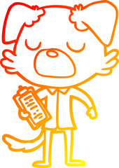 warm gradient line drawing cartoon dog manager