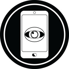 cell phone watching you circular symbol