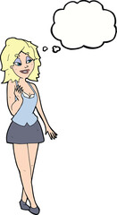cartoon attractive office woman with thought bubble