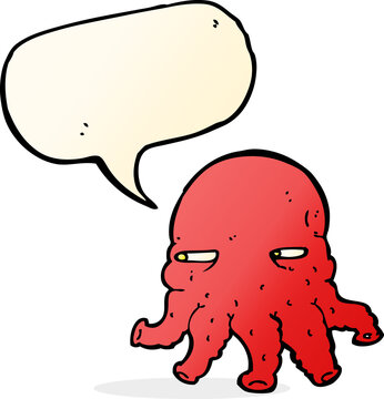 cartoon alien face with speech bubble