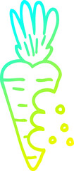 cold gradient line drawing cartoon carrot with bite marks