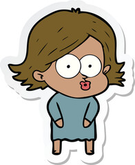 sticker of a cartoon girl pouting