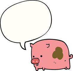 cartoon pig and speech bubble