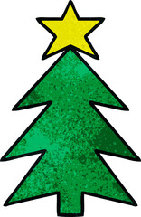 retro grunge texture cartoon christmas tree