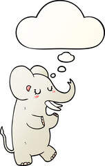 cartoon elephant and thought bubble in smooth gradient style