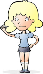 cartoon woman waving