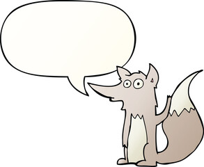 cartoon wolf and speech bubble in smooth gradient style