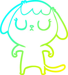 cold gradient line drawing cute cartoon dog