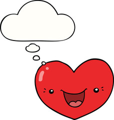 cartoon love heart character and thought bubble