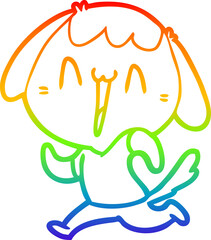 rainbow gradient line drawing cute cartoon dog