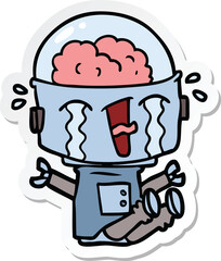 sticker of a cartoon crying robot