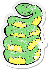 distressed sticker of a cartoon snake
