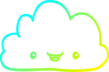 cold gradient line drawing cartoon tiny happy cloud