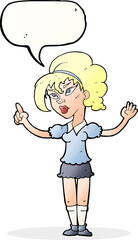cartoon woman with idea with speech bubble