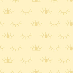 Light hand drawn eye doodles seamless pattern. Design of open and close eyes for cards, textiles, wallpapers, backgrounds.
