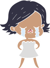 flat color style cartoon girl crying