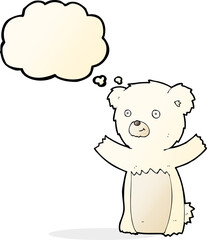 cartoon polar bear cub with thought bubble