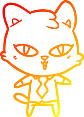 warm gradient line drawing cartoon cat