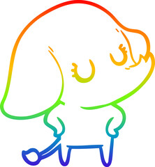 rainbow gradient line drawing cute cartoon elephant