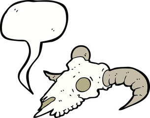 cartoon ram skull with speech bubble