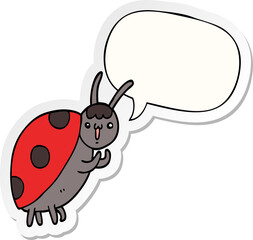 cute cartoon ladybug and speech bubble sticker