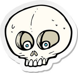 sticker of a cartoon funny skull