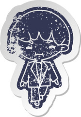 distressed old sticker kawaii cute boy in suit