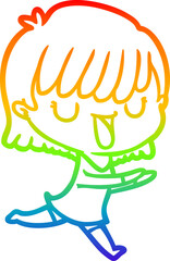 rainbow gradient line drawing cartoon woman