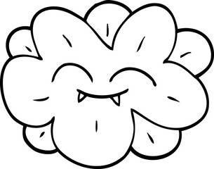 line drawing cartoon flower with fangs