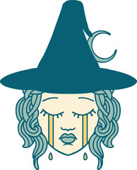crying human witch character illustration