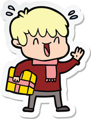 Obraz premium sticker of a cartoon laughing boy