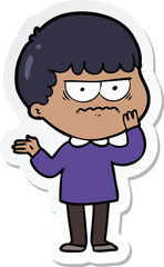 sticker of a cartoon angry man