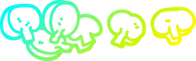 cold gradient line drawing cartoon chopped mushrooms