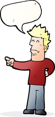 cartoon man pointing with speech bubble
